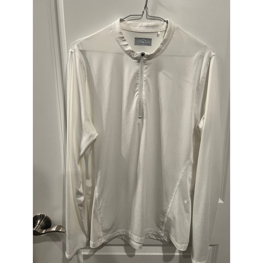 Callaway Womens Pullover Quarter Zip Opti-Dri White Large